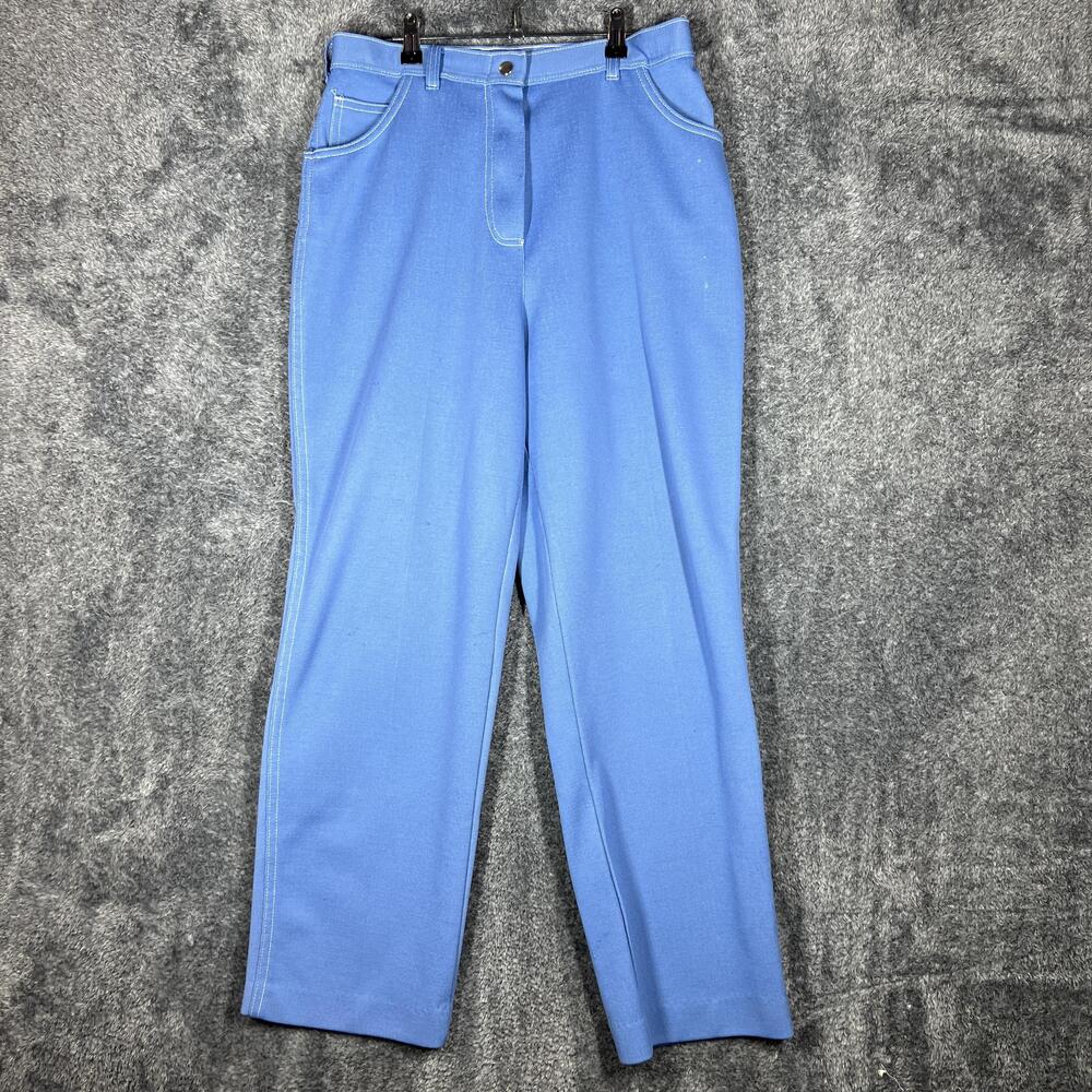 Cracker Barrel Pants Womens 18 Blue Twill Dress Pants Slim Pockets 28 Inseam